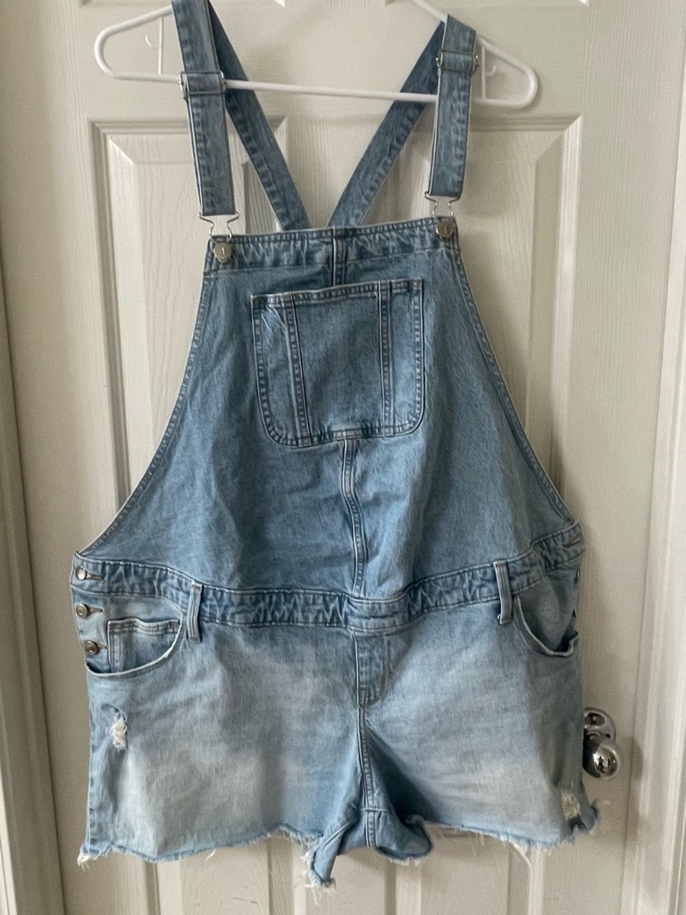 Maternity Isabel Light Wash Denim Shortall Overalls